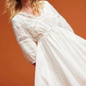 Anthropologie Eri + Ali White Lace Prairie Summer Dress